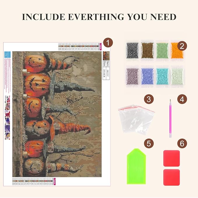 Mosaflare 5D Pumpkin Witch Hat Diamond Painting Kits for Adults 12x16 Inch