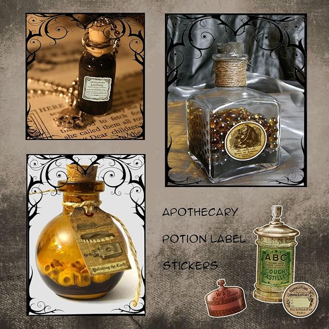 Prstincol 120 Pcs Vintage Apothecary Potion Label Stickers