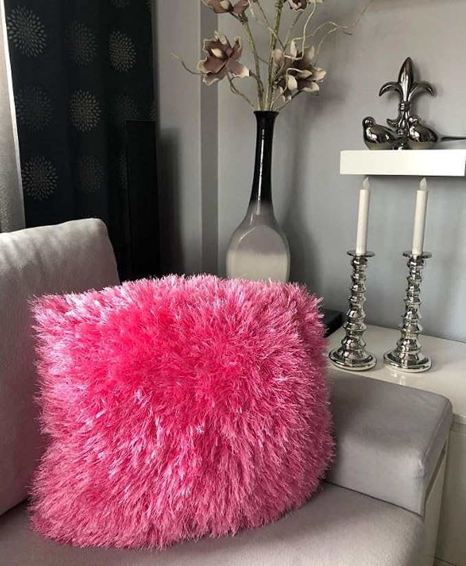 Eyelash Fun Fur Yarn Premium 100% Polyester 164 Yds (150 Mt), 3.53 Oz (100 Gr) Colorful Crochet Yarn Dıy Hand Knitting. (Candy Pink, 1 Skein)