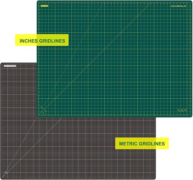NEWBRAUG 36'' × 48'' Large Self Healing Cutting Double Sided 5-Ply Mat, Big Cutting Board for Rotary Cutting, Quilting, Sewing, Craft, Fabric & Scrapbooking(Green/Black)