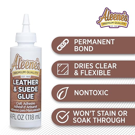 Aleene's Leather & Suede Glue, Adhesive For Crafts, Embellishments, Light Repairs, Leather Projects 4 fl oz