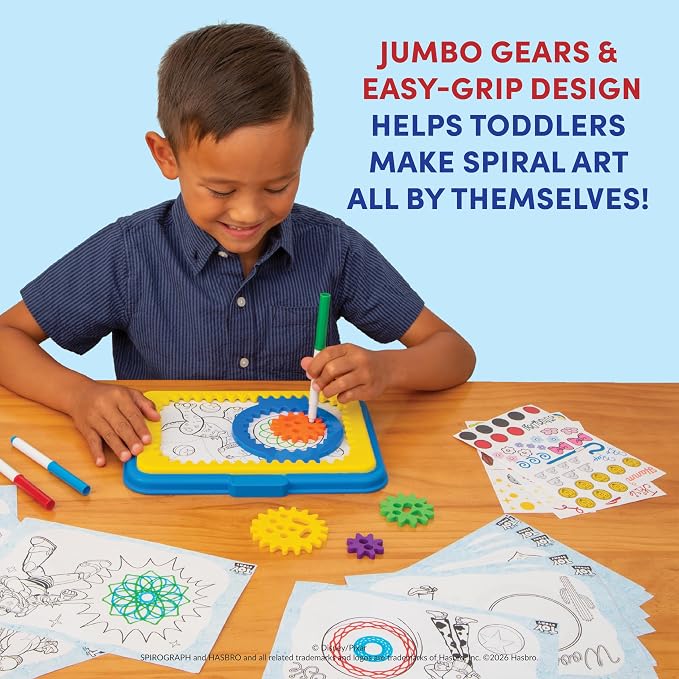 Spirograph Disney Jr. Toddler Arts and Crafts, Drawing Art Kit, Toddler Activities, Drawing Pad, Jumbo Gears, Washable Markers, Unleash Your Child Inner Artist, Ages 3+ | oddler Activities, Drawing Pad, Jumbo Gears, Washable Markers, Art Supplies, Draw...
