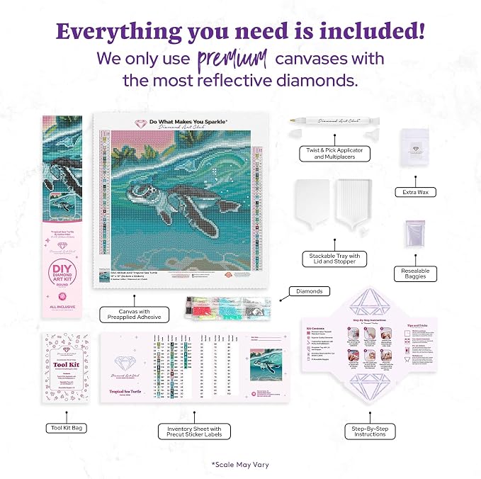 DIAMOND ART CLUB Tropical Sea Turtle Diamond Art Kits for Adults