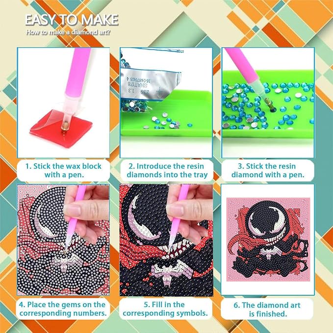 5 Pack Cartoon Diamond Art Kits for Kids, 5 Pack Small Diamond Art Painting | Arts and Crafts for Kids Ages 4-8-12, Cute Gem Arts for Kids Ages 4 8 12, DIY Crystal Gem Kits for Boys Gifts 6X6 Inch