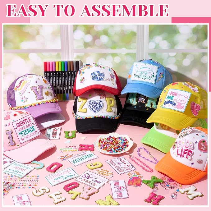 Skicuff 22 Pcs DIY Trucker Hat Decorating Kit,Whimsical Style