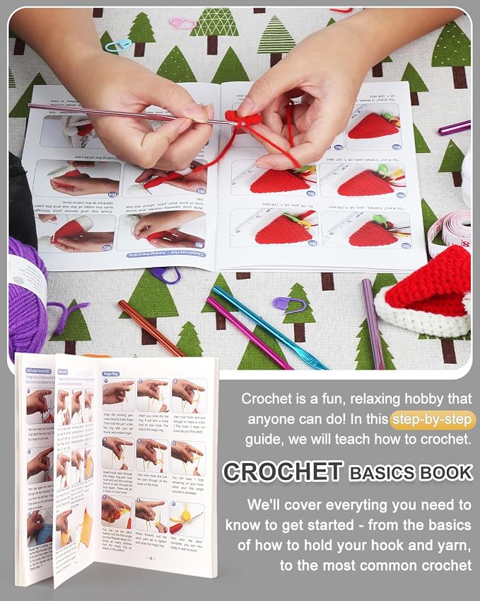 Aeelike Crochet Kit for Beginners Adults Kids, Complete Crochet Kits, Gray | Crochet Kit for Beginners Young and Old, All-inclusive Kit with Crochet Hooks 655 Yards Yarn Instruction Knit Bag, Ideal Gift