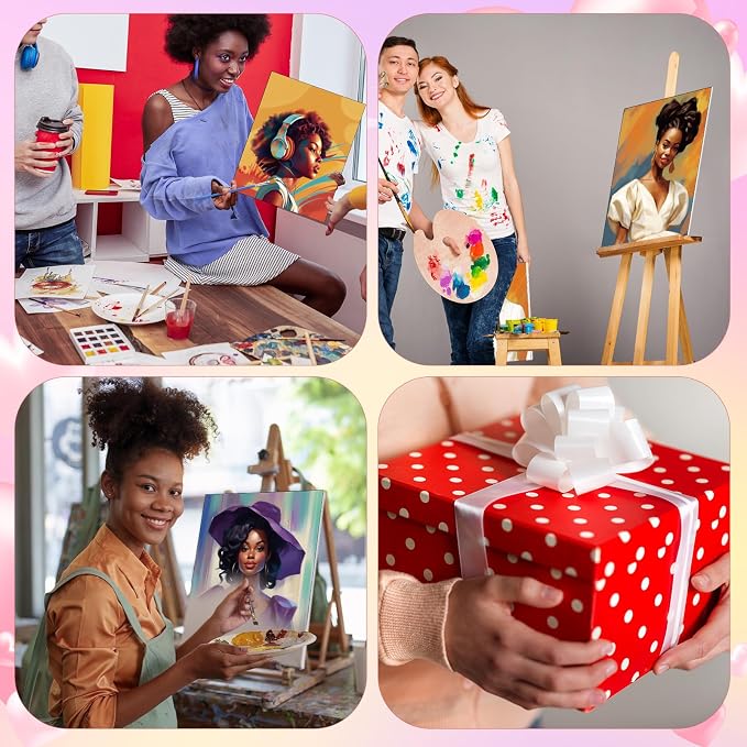 Harloon 36 Pcs 8 x 10 Inch Pre Drawn Canvas for Painting Afro Queen Pre Stretched Canvas Painting for Adults Sip and Paint Party Supplies Favor