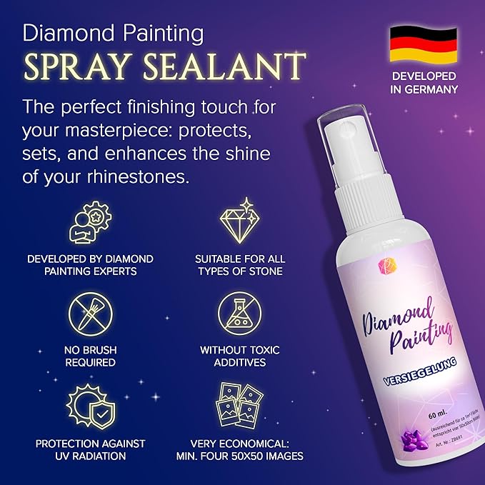 Diamond Painting Spray Sealent (60ml) for Diamond Art Accessories & Supplies & Kits, Clear Waterproof Finish, Easy to Use, No Yellowing (Spray Sealer - NEW)