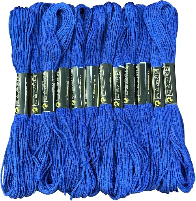 12 Skeins Embroidery Floss Blue Color, Friendship Bracelet String Cross Stitch Embroidery Thread Floss Bracelet Making Yarn, Craft Floss（Blue）