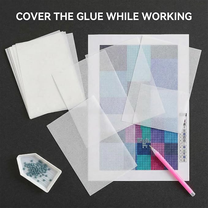 100 Pcs Release Paper 5.9 x 3.9 Inch Double Sided Non Stick Cover Sheets for 5D Art Craft Accessories Supplies