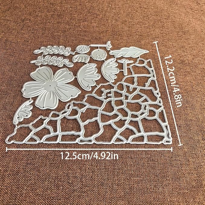 Lapoo Flowers Cutting Die for Scrapbooking - Durable Metal Cutting Die for DIY Scrapbook Photo Album Decorative Paper Card, Metal Card Making Supplies (Flowers and Border 4.9 x 4.8 in)