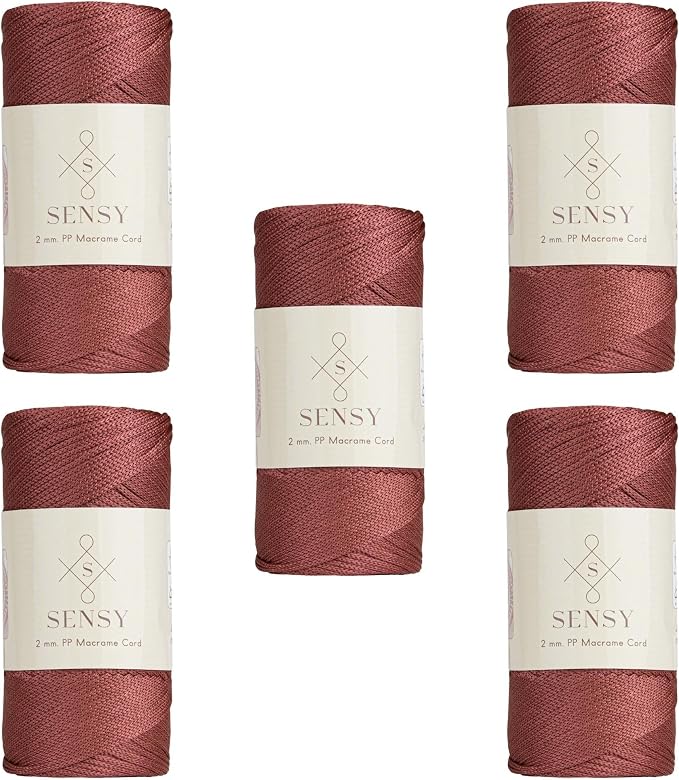 S Sensy 2mm-Premium Polypropylene Macrame Cord 5 Pack Dusty Rose 252 Yards
