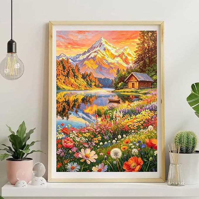 Landscape Paint by Numbers for Adults, Paint by Number 16x20 inch | Scenery Paint by Numbers Kit for Adults, Mountains Acrylic Painting by Numbers for Gift Home Wall Decor (without Frame)