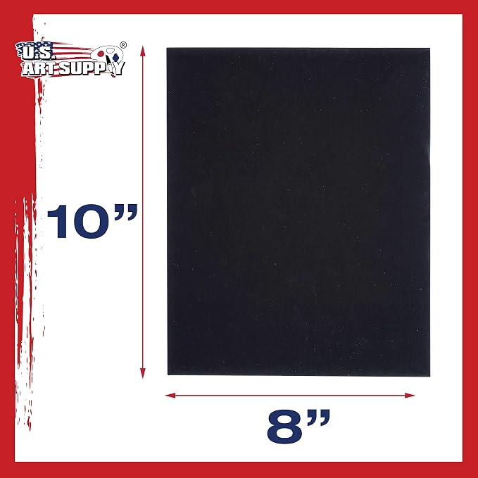 U.S. Art Supply 8 X 10 Inch Black Art Canvas Board Panels 6 Pack - 8 Ounce