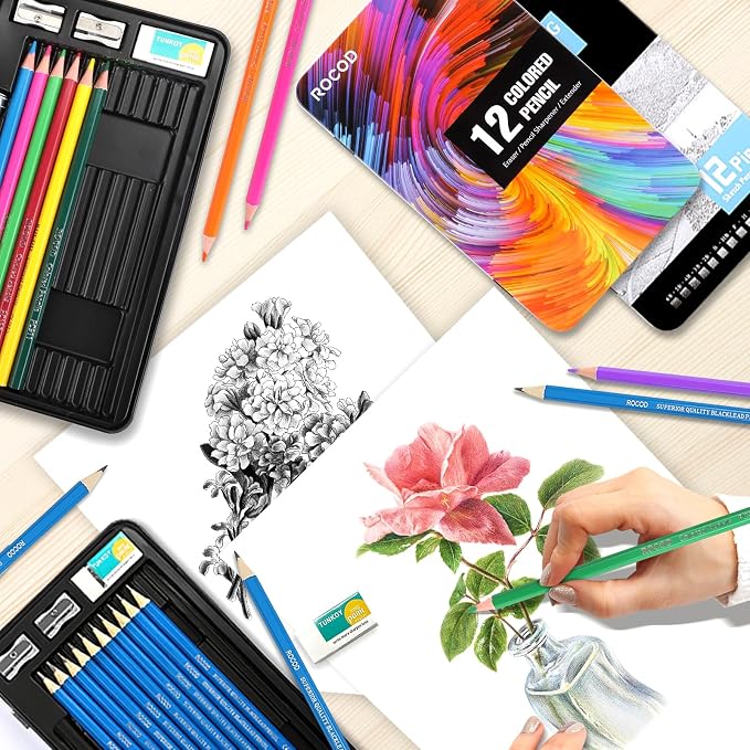 Profession Sketch Pencils & Colored Pencils for Adults Drawing Pencils Set