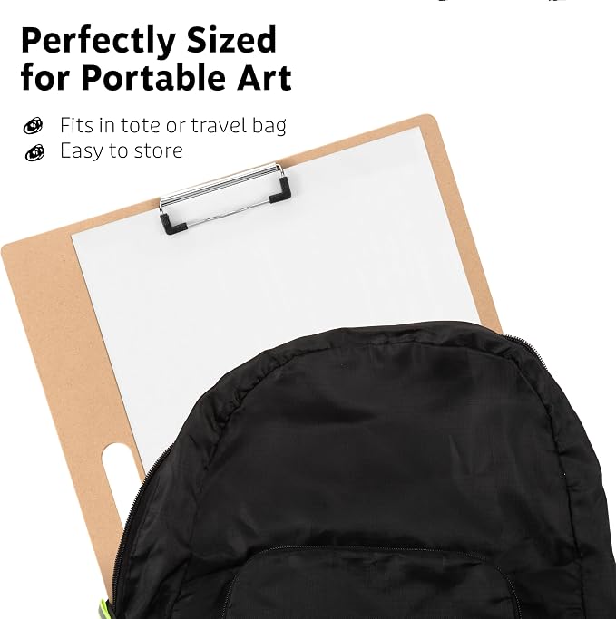 13"x17" Drawing Board with Clip, Rubber Bands and Carry Handle | Portable Lightweight Art Board For Sketching, Durable Watercolor Board For Artists Indoor Outdoor Use, Art Supply