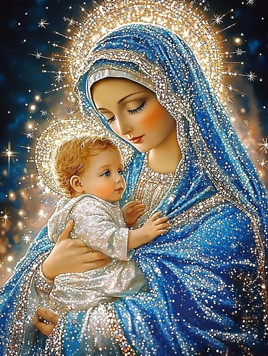 CHWGLFGG 5D Virgin Mary Diamond Art Kits for Adults Beginners 12x16in | Diamond Painting Kits DIY Full Round Drill Paint by Diamonds Dot Gem Art for Adults, Home Wall Decor