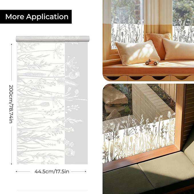 ADD.HERES Stained Glass Window Film, Window Film Decorative, 17.5 x 78.7 in