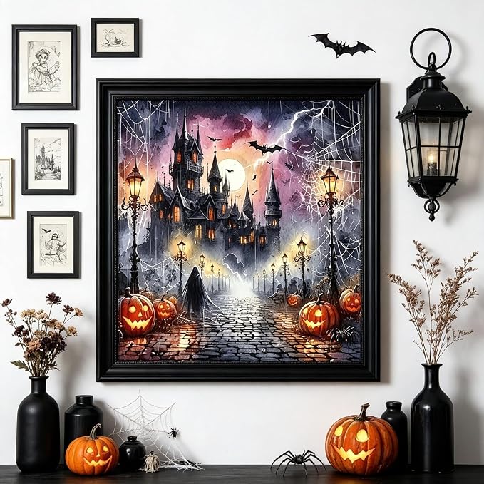 5D Halloween Haunted House Diamond Painting Kits for Adults 13.7x13.7 Inch