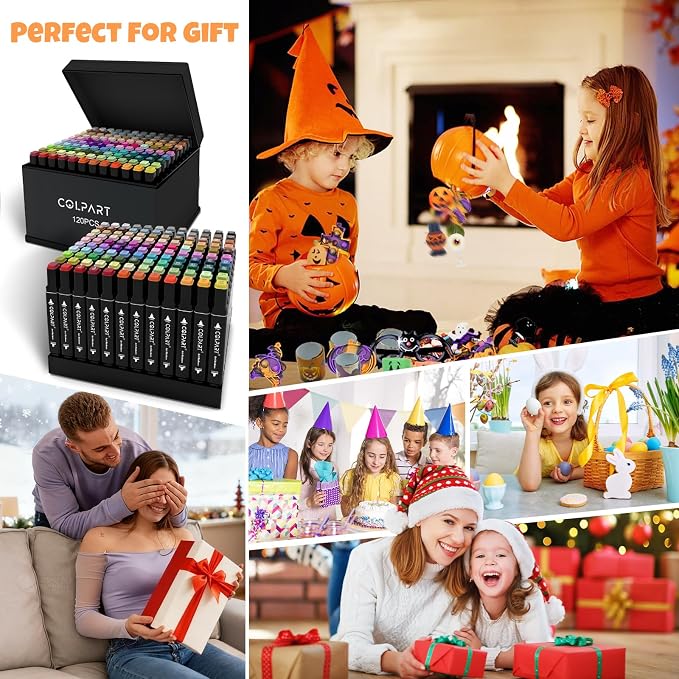colpart 168 Colors Alcohol Markers Dual Tip Art Markers for Kids Marker Pens with Pen Holder and Carry Bag for Adult Coloring Painting Supplies Perfect for Painting, Coloring, Sketching and Drawing