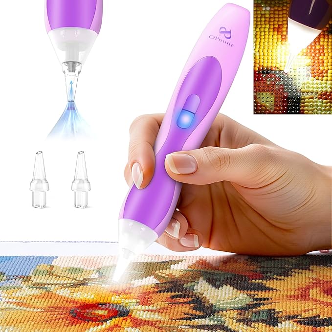 Electric Diamond Art Pen with Light, Diamond Art Tools for Adults, Purple