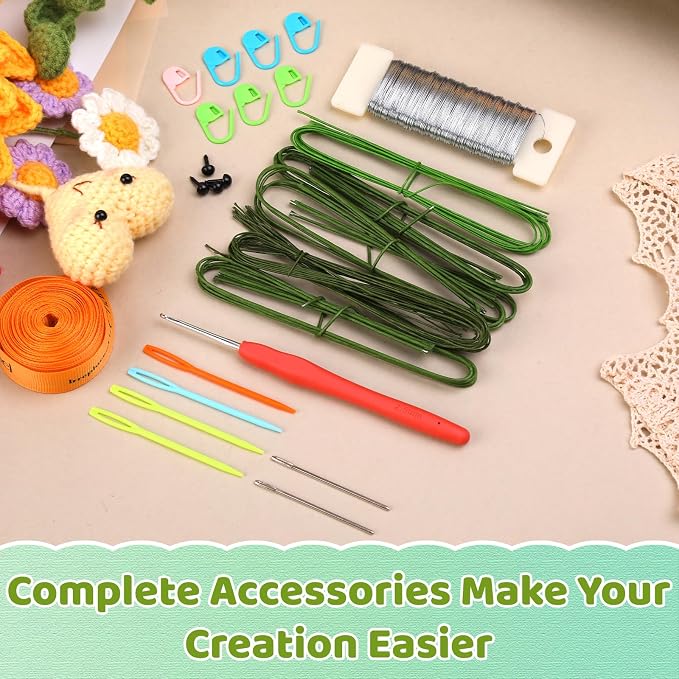 Iuuidu Crochet Kit for Beginners, Sunflower Crochet Flower Bouquet Kit