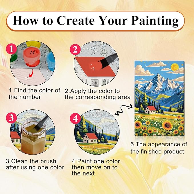 SparkGlow Framed Paint by Numbers Kit for Adults Landscape, 8×12 Inch | Mountain Painting by Numbers, Premium Materials, Number Painting for Gift, Home Decoration, Relaxing and Joyful