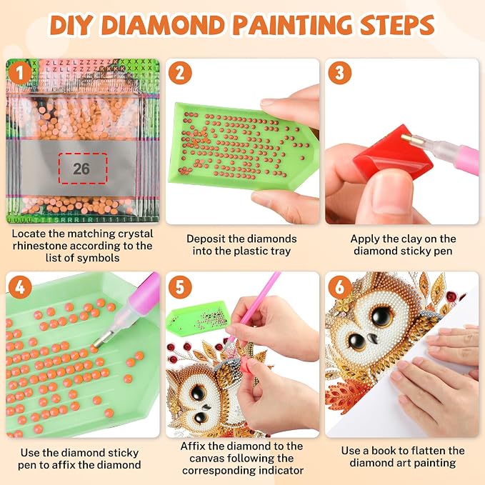 Bowetile Fall Owl Diamond Art Hanging Kits for Adults, Diamond Art Suncatchers Maple Leaf, 5D Special Shape Autumn Diamond Painting Pendant Window Ornament Gifts for Home Door Wall Decor