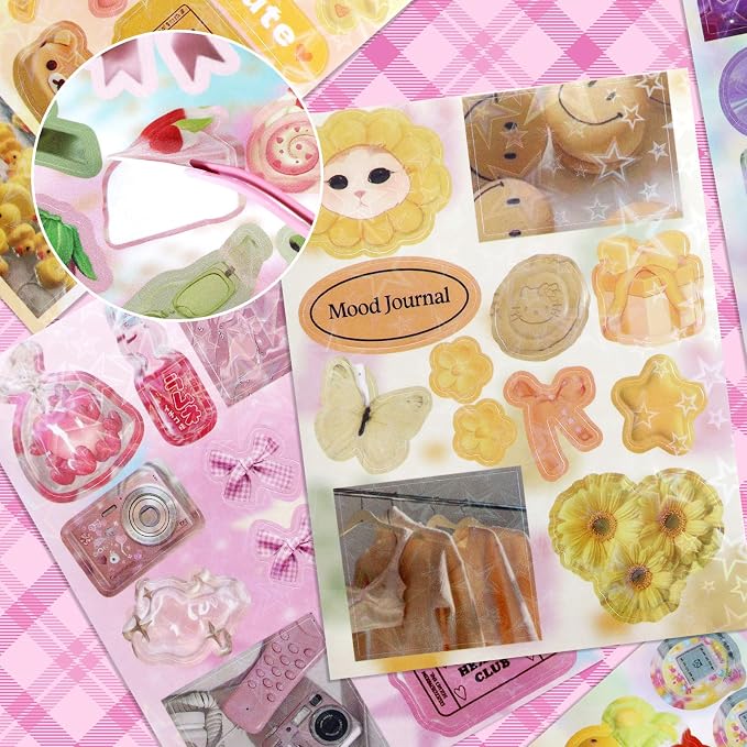 Tmtains 32 Sheets Japanese Manga Style Sticker Book 500+Pcs Heisei Retro Romantic Memory Series Manga Books Style Korean Sticker Aesthetic Japanese Stickers Book for Adults Valentine Gifts (Old Story)