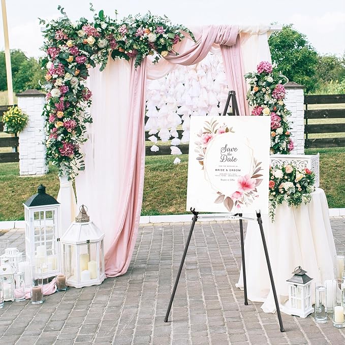 Easel Stand for Sign,63" Portable Metal Easel Stand for Wedding Sign,Adjustable Folding Art Easel for Display with Portable Bags(Black,4 Pack)