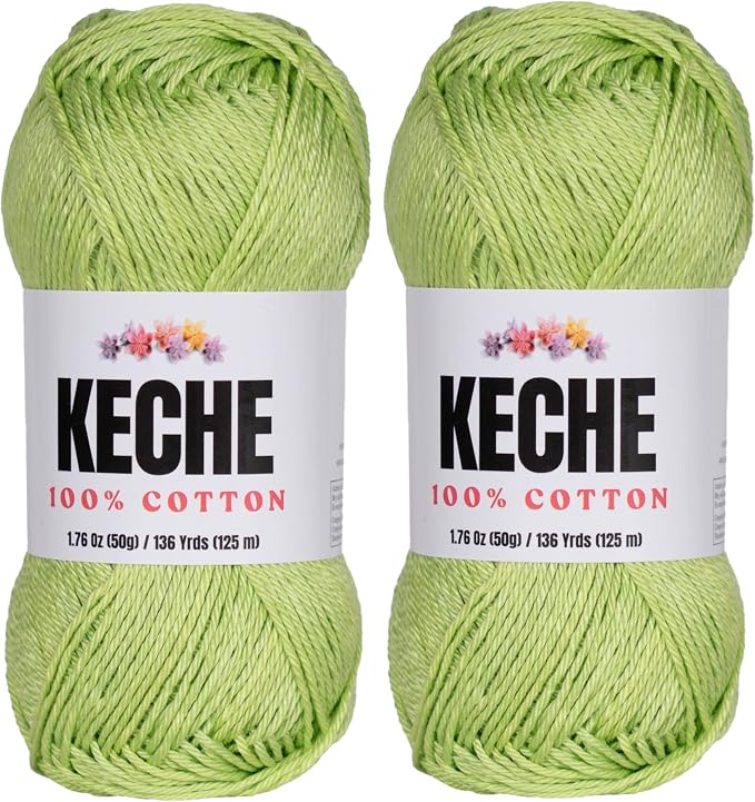 Cotton Yarn - 100% Cotton Yarn for Crocheting and Knitting, Mercerized Cotton Amigurumi Yarn Fine-Sport 2 1.76 oz (50g) / 136 Yrds (125 m) 2 Skeins - Mint