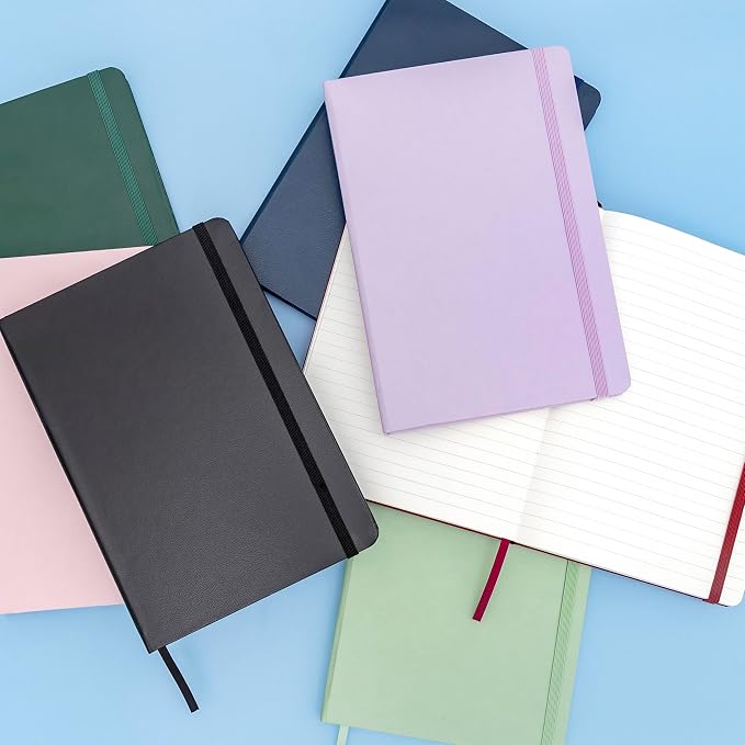 PAPERAGE Lined Journal Notebook, (Blush), 160 Pages, Medium 5.6 in x 8 in - 100 GSM Thick Paper – Hardcover Journaling Notebook for Work, School & Note Taking