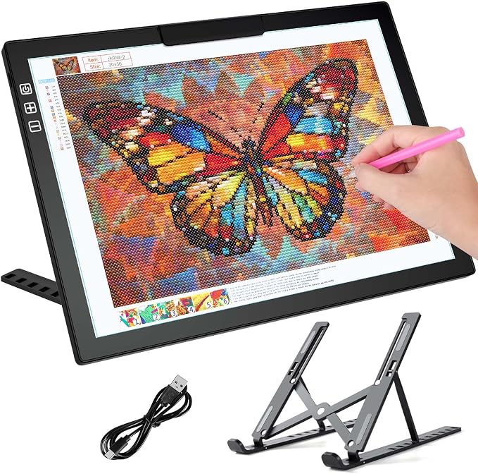 Rechargeable A4 Diamond Art Light Board with Stand, Tracing Light Box