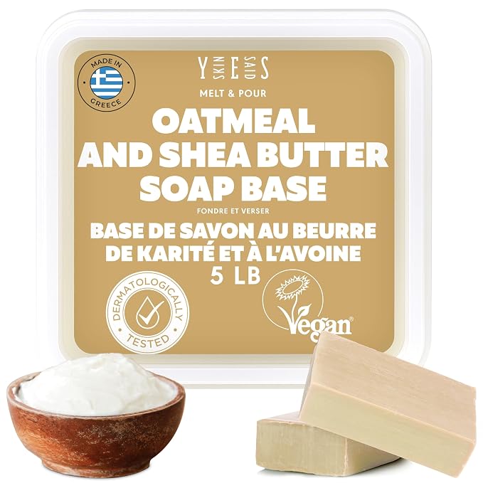 Skin Said Yes 5Lb Oatmeal Soap Base - Bulk Melt and Pour Organic Soap Making Supplies - SLS/SLES Free, No Palm Oil, All Natural - Perfect for DIY Projects, Gentle on Skin, Moisturizing
