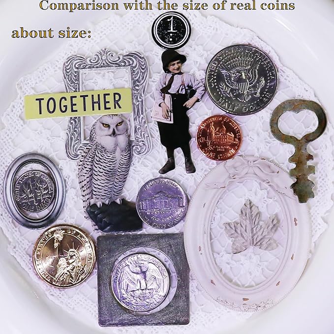 Vintage Junk Journal Items Kit Pre Cut Paper Cards Cutout Cardstock Art Aesthetic Decor Hollow Out Craft Elements Small Embellishments Supplies for Adults Scrapbook Pack (Photo Frame Silvery)