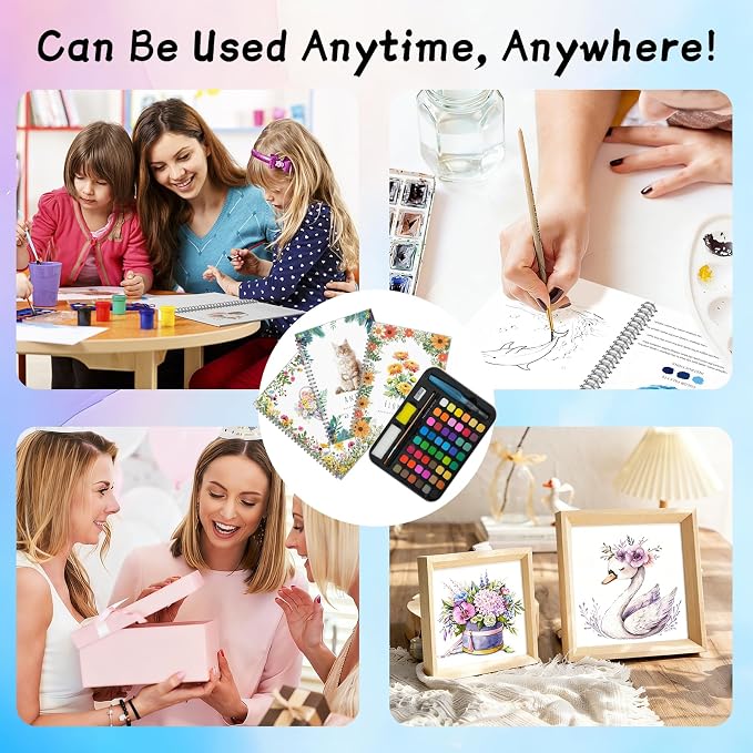Water Color Paint Book Set for Beginners Step-by-Step Guide 3 Packs