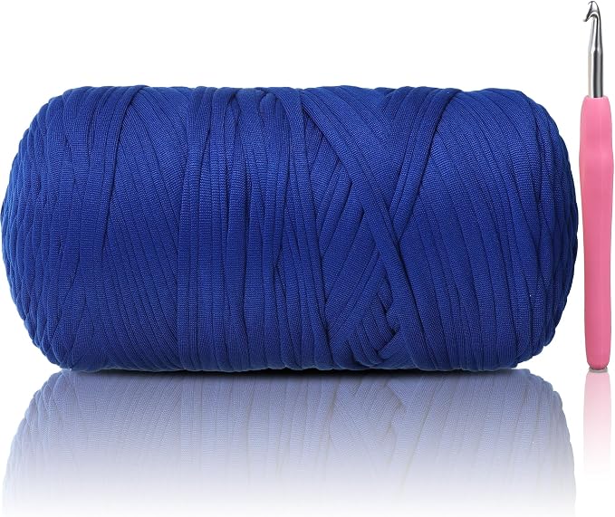 2 Pack T-Shirt Yarn - Together 800g/236 Yards Elastic Fabric Crochet Cloth T-Shirt Yarn, Thick Hand Knitting Yarns for Crocheting Bags/Rugs/Baskets/Craft Project (Modern, 1-Sapphire Blue)