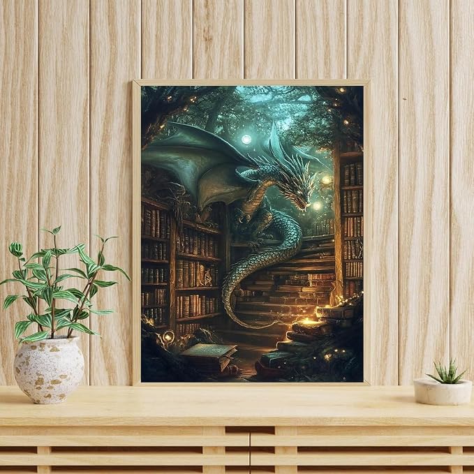 mrpwnle Diamond Art Kits for Adults, Dragon Diamond Painting Kits | Book Dragon Diamond Art Painting Kits for Beginners, DIY Full Drill Gem Art Crafts Kit Home Wall Decor Gifts 12x16 inch