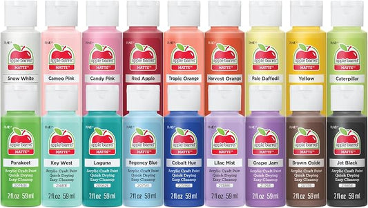 Apple Barrel, Pastel Dreams & Vivid Wonders Collection Acrylic Craft Paint, PROMOTCK, 2 fl oz each, 18 assorted matte colors, 18 count