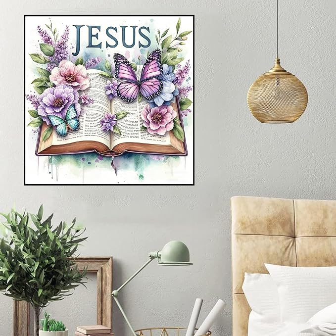 HHMATITS Jesus Diamond Art Kits for Adults, Book Diamond Painting Kits