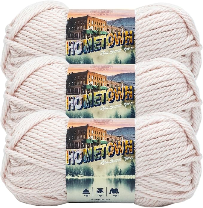 Lion Brand Yarn Hometown Yarn, Super-Bulky Yarn for Knitting, Crocheting, and Crafting, 3 Pack, Dillon Quartz | Super Bulky Acrylic Fiber for Warm Crochet Blankets, Knit Winter Hats, Chunky Cardigans, Soft Scarves, Weaving