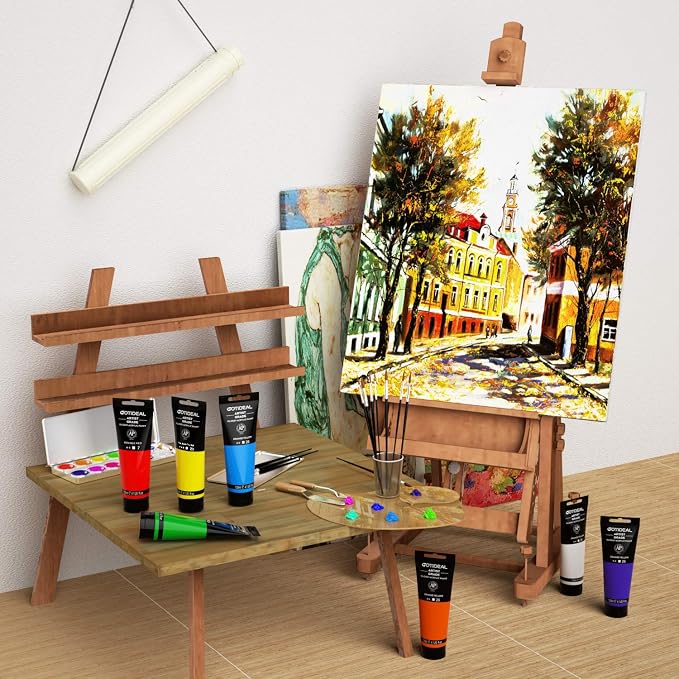 GOTIDEAL Acrylic Paint Scarlet Red Tubes(120ml, 4.1 oz) | Non Toxic, Non Fading, Rich Pigments,for Painters, Adults & Kids,Ideal for Canvas Wood Clay Fabric Ceramic Craft Supplies