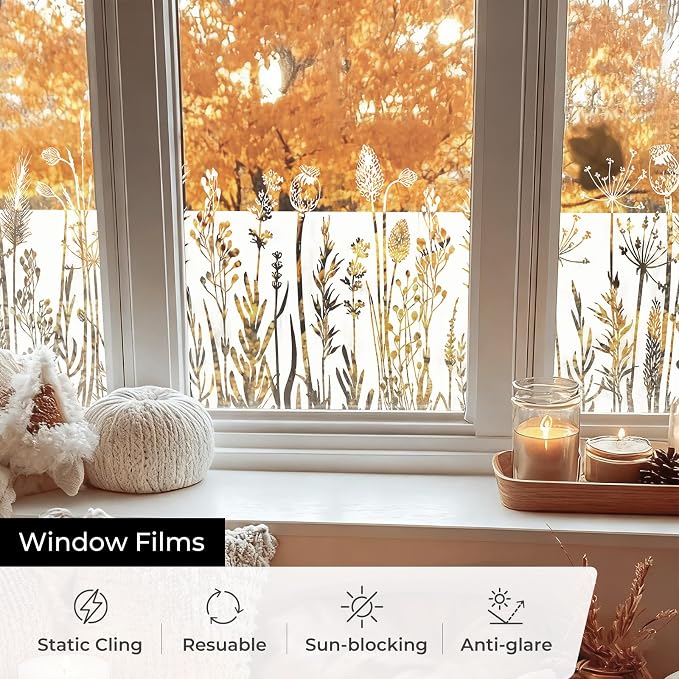 ADD.HERES Stained Glass Window Film, Window Film Decorative, 17.5 x 78.7 in