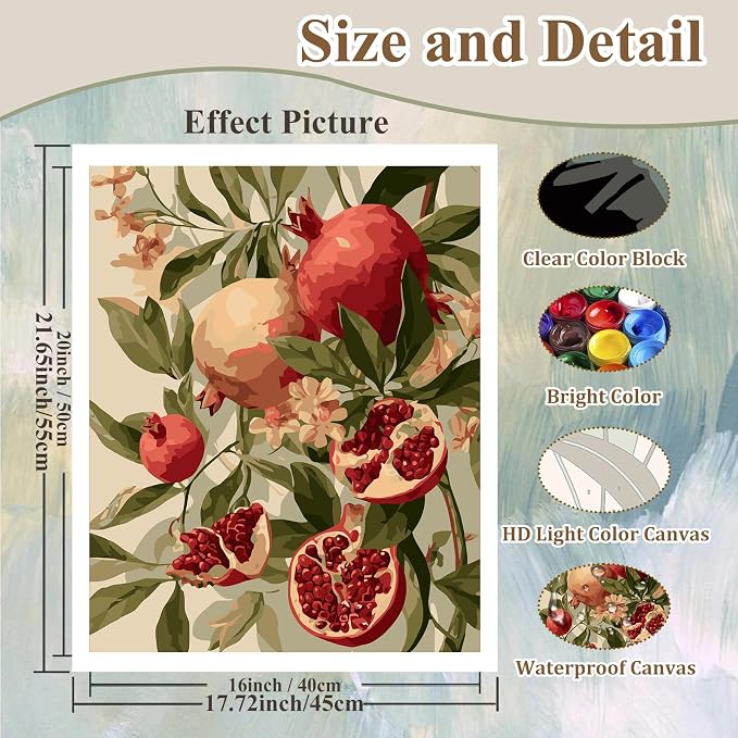 Fruit Paint by Numbers Kit for Adults, Paint by Number for Adults 16x20inch