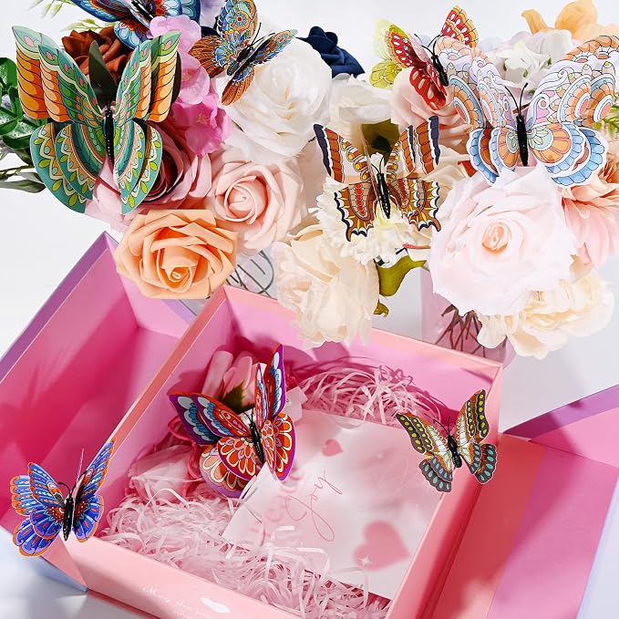 SAOROPEB 3D Butterfly Wall Decor, 24 Pcs Landscape Butterfly Decorations