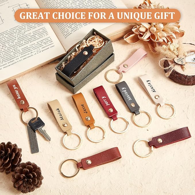 Wavyknot 50 Pcs Leather Keychain Blanks, 3.7 x 0.7 Inches, Multicolor