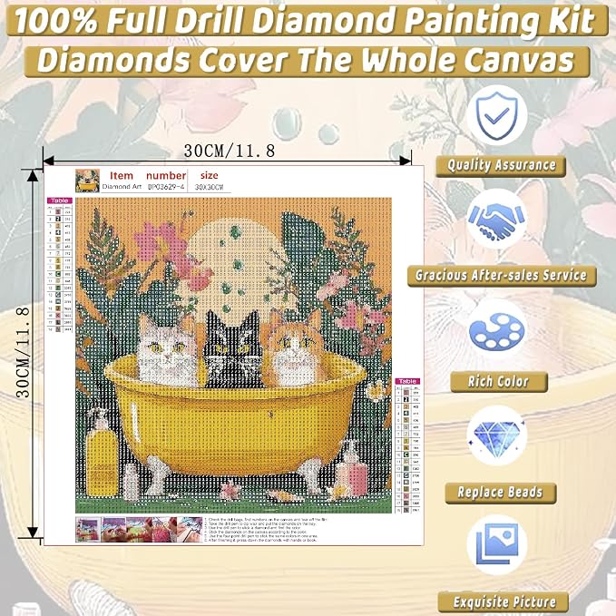 4 Pack Black Cat Diamond Art Kits for Adults Diamond Painting Kit Beginner