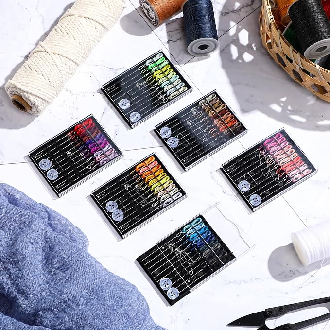 6 Boxes (60 Pcs) Pre Threaded Needle Kit Assorted Color (Mixed Color)