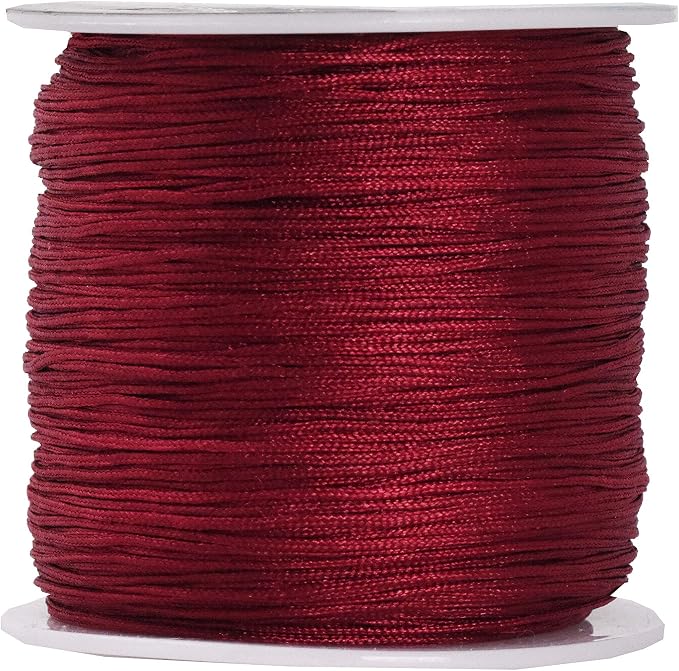 Mandala Crafts 0.8mm Maroon Rattail Nylon Satin Cord for Jewelry Making