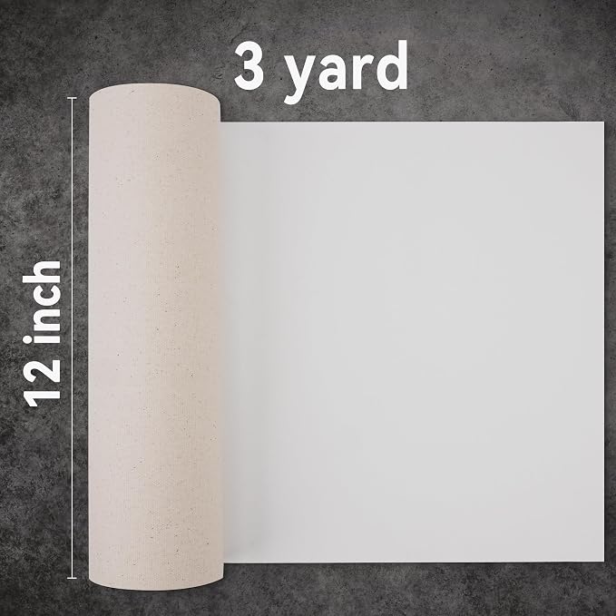 PHOENIX 12 Inch Wide x 3 Yard (9 Feet) Long Canvas Roll